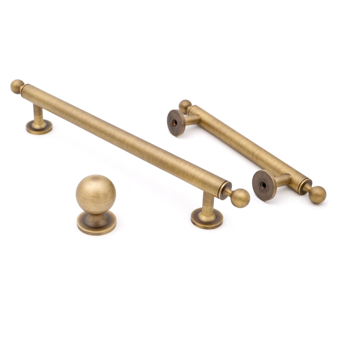 Antique Brass Cabinet Pulls And Round Knobs MCM | Antique Brass Handles | Antique Gold Hardware | Bronze Drawer Knobs And Pulls