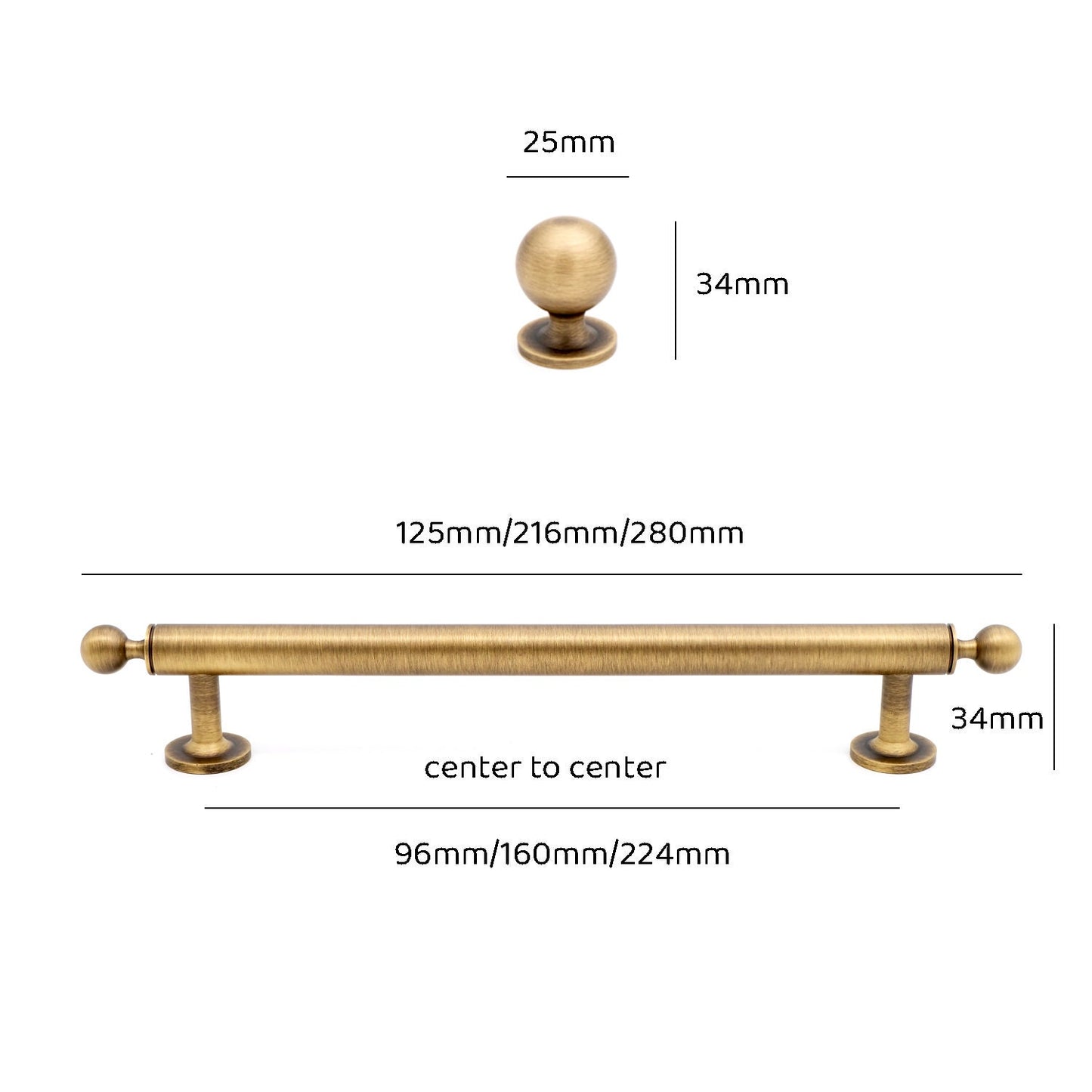 Antique Brass Cabinet Pulls And Round Knobs MCM | Antique Brass Handles | Antique Gold Hardware | Bronze Drawer Knobs And Pulls