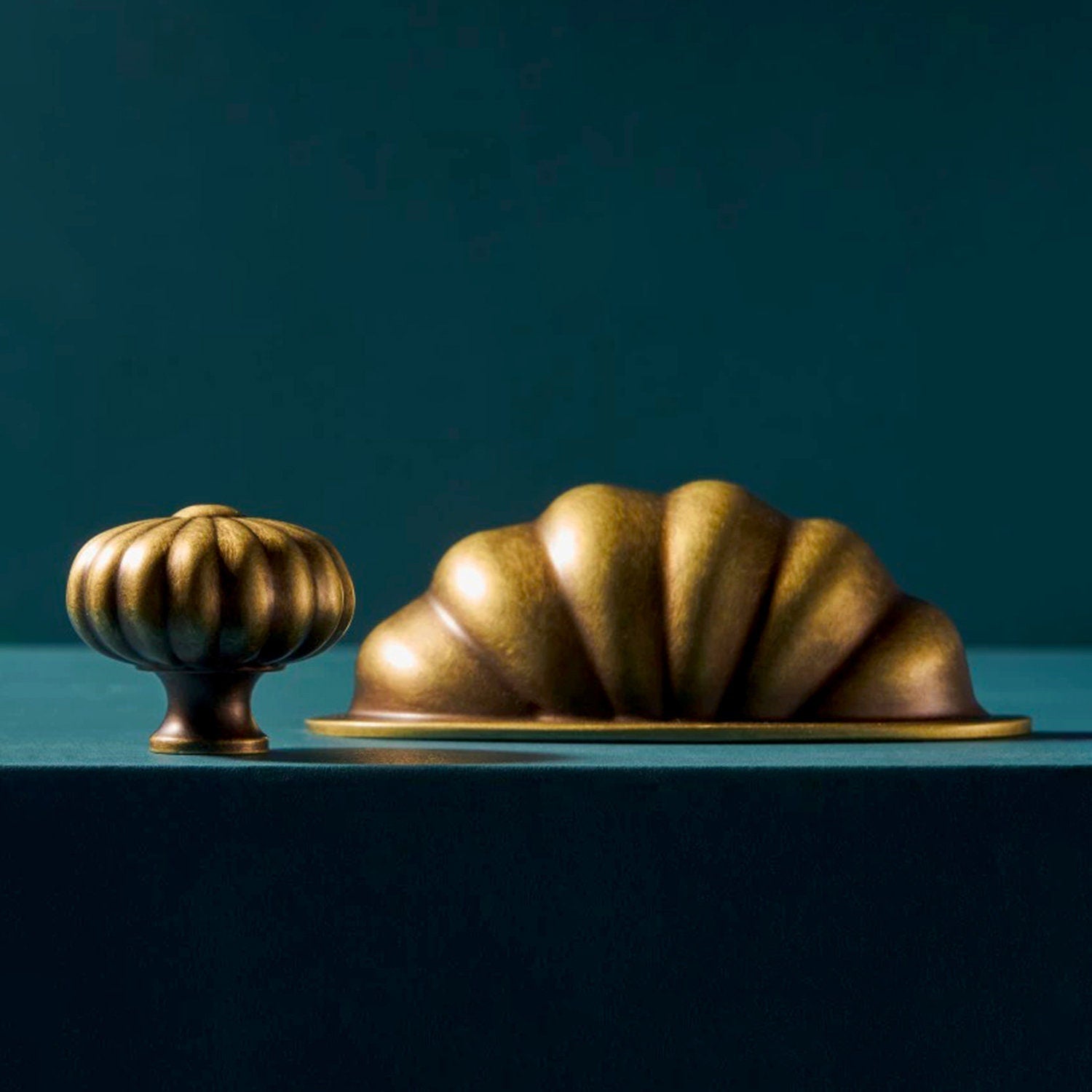 Antique Brass Pumpkin Knobs and Cup Pulls | Vintage Cabinet Hardware