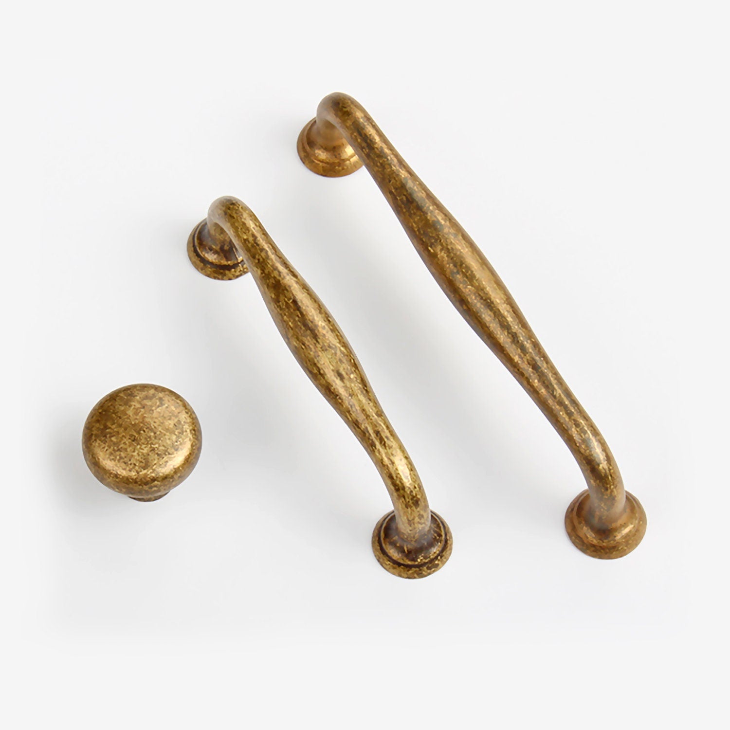 Vintage Gold Kitchen Cabinet Hardware Set: Cup Pulls, Handles & Knobs