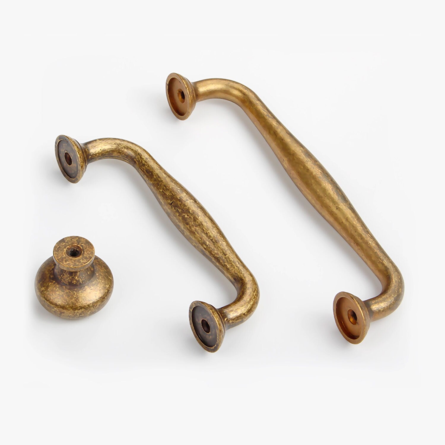 Vintage Gold Kitchen Cabinet Hardware Set: Cup Pulls, Handles & Knobs