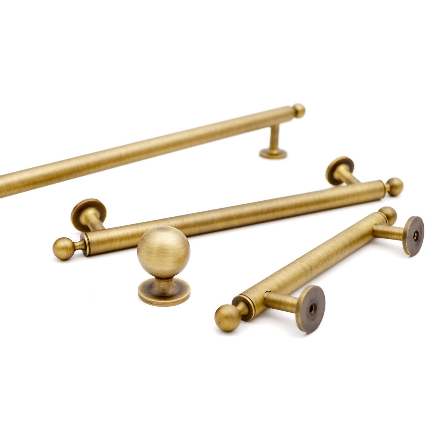 Antique Brass Cabinet Pulls And Round Knobs MCM | Antique Brass Handles | Antique Gold Hardware | Bronze Drawer Knobs And Pulls