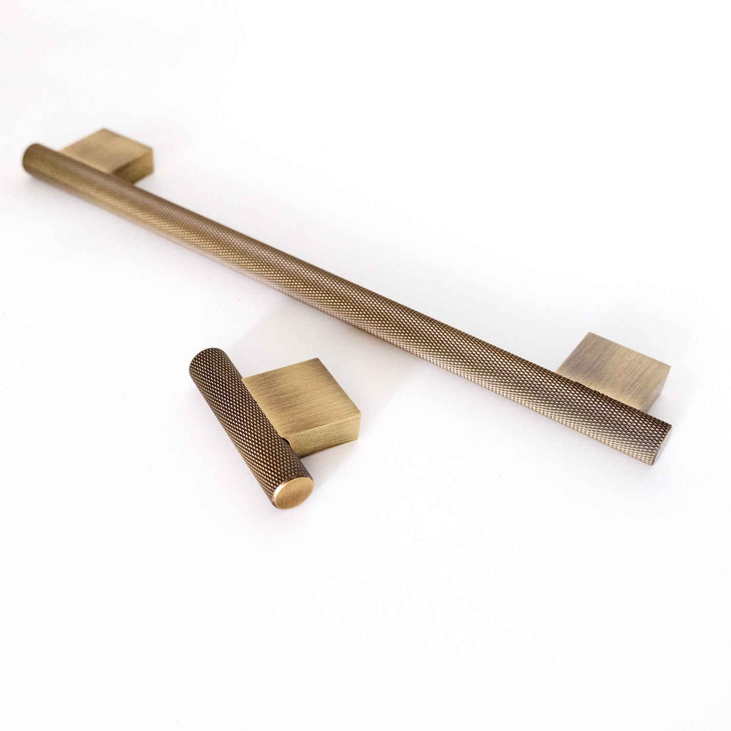Antique Brass Knurled Cabinet Pulls | Vintage Kitchen Hardware