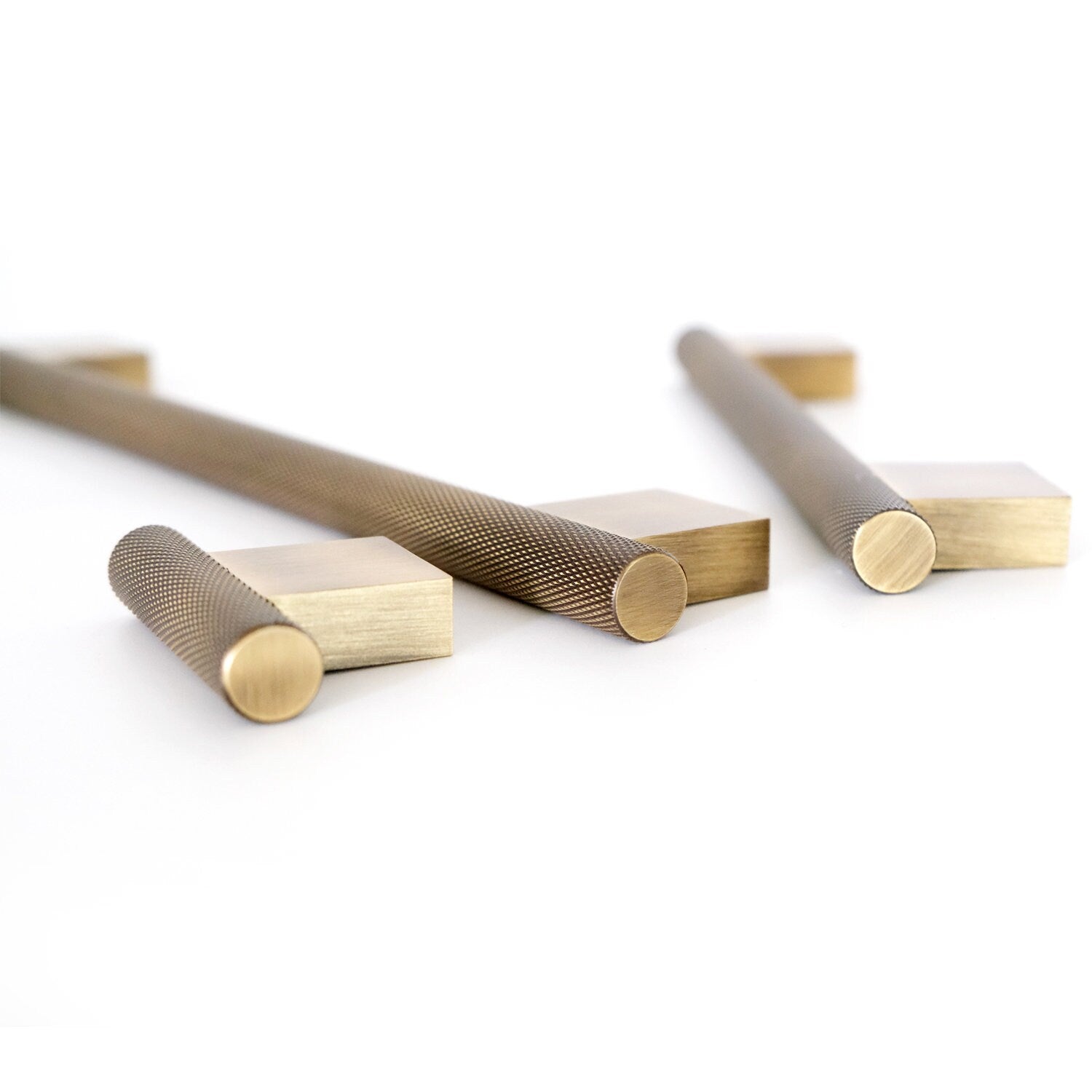 Antique Brass Knurled Cabinet Pulls | Vintage Kitchen Hardware