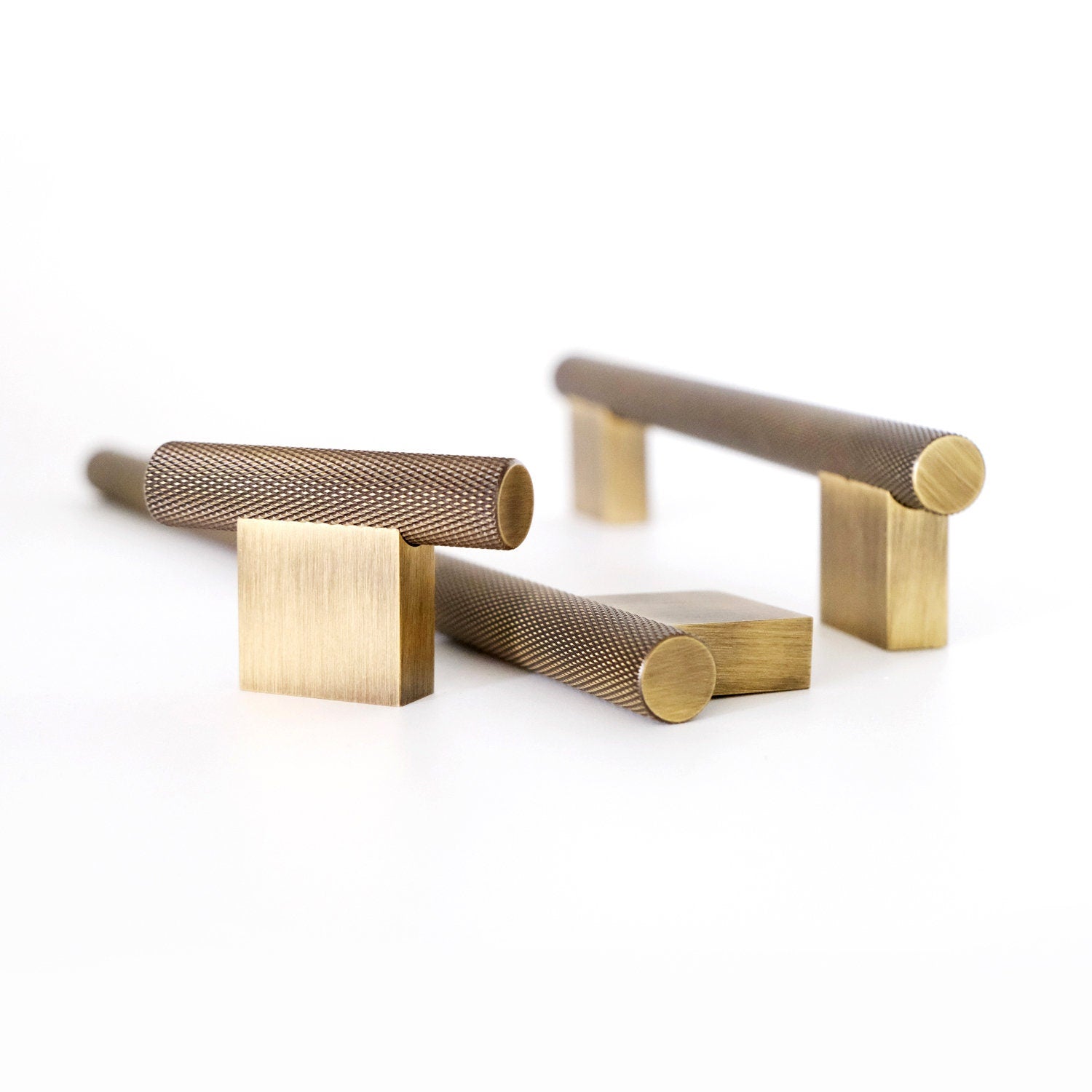 Antique Brass Knurled Cabinet Pulls | Vintage Kitchen Hardware