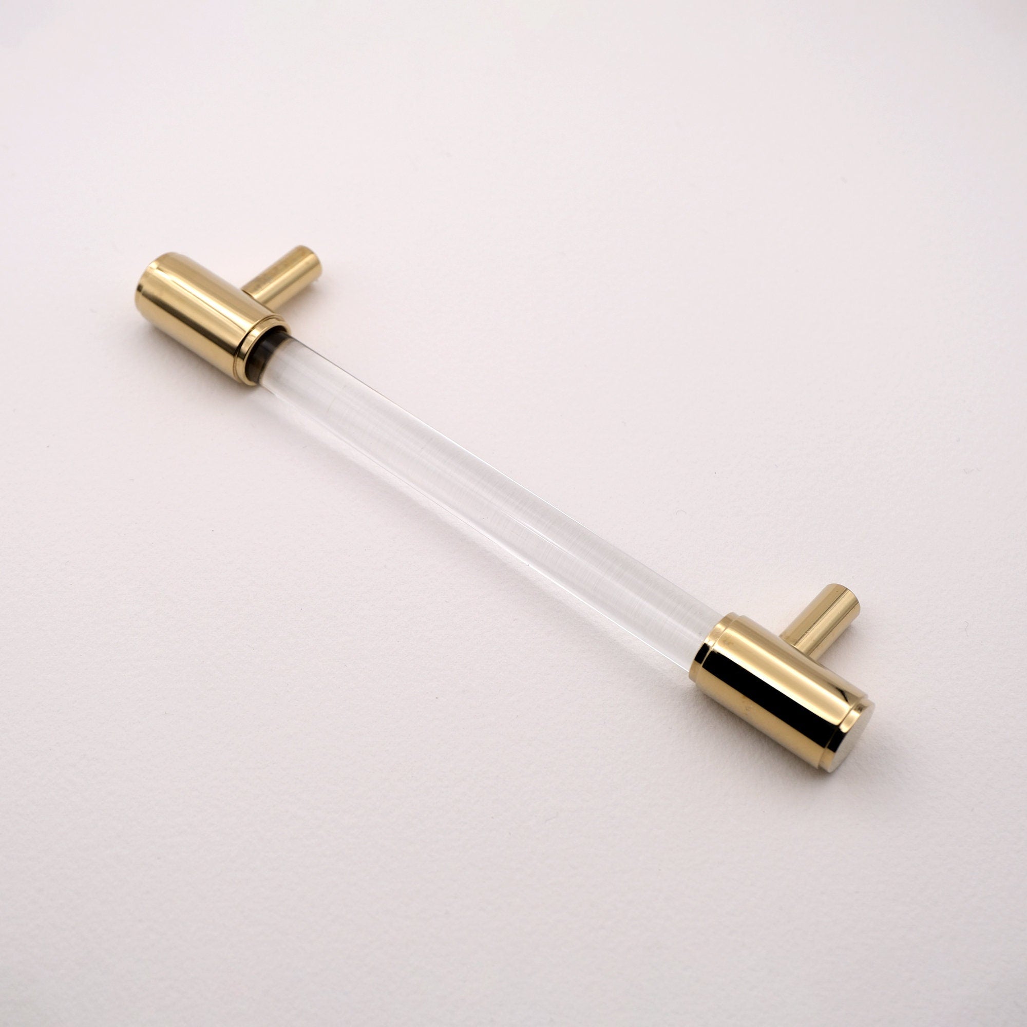 Lucite Cabinet Pulls: 5" Modern Drawer Handles, Gold & Chrome