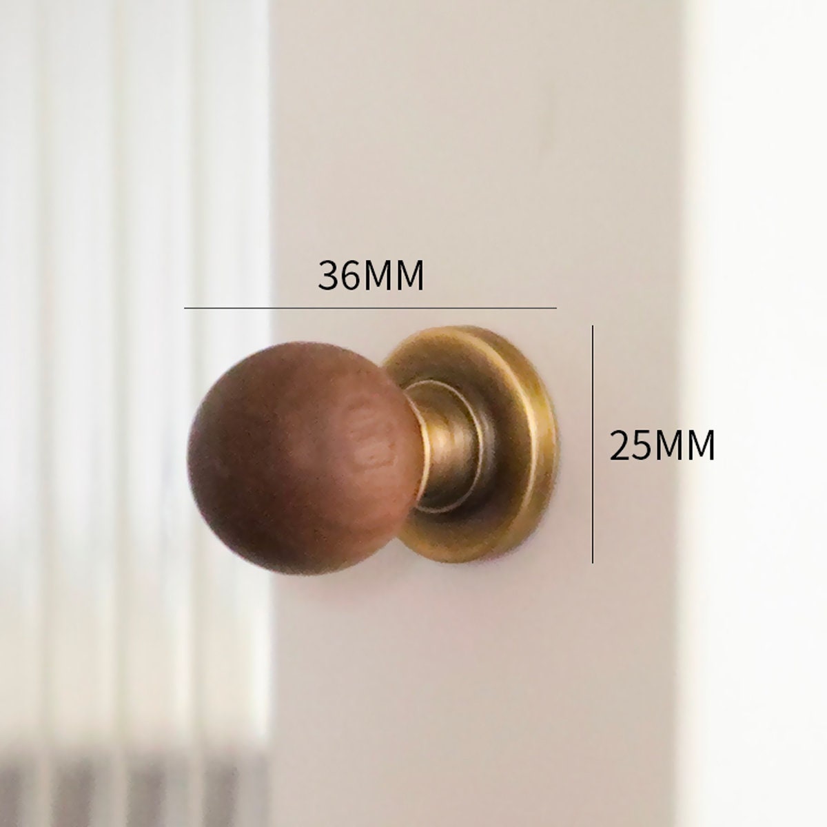 Walnut Dresser Knobs: Antique Brass Base, Boho Cabinet Hardware