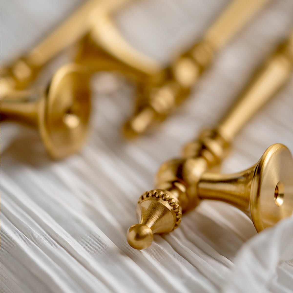 Ornate Brushed Brass Cabinet Pulls: Solid Brass Kitchen Hardware