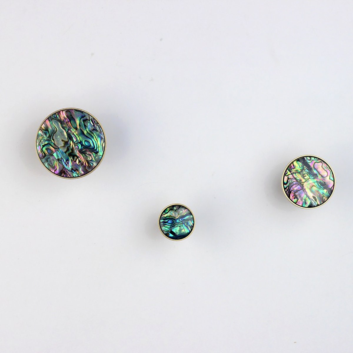 Abalone Shell Dresser Knobs: Brass Cabinet Hardware, Nautical Decor