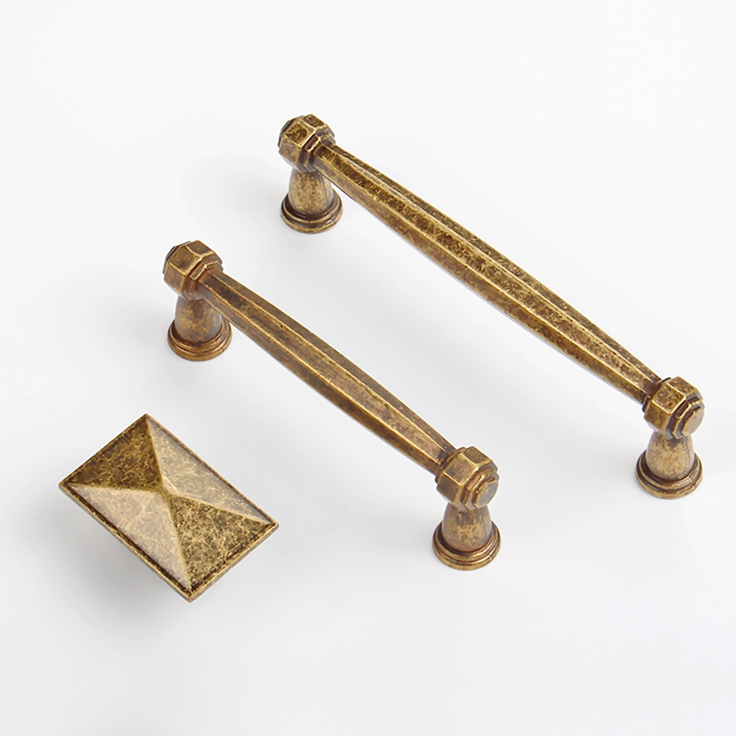 Vintage Gold Kitchen Cabinet Hardware Set: Cup Pulls, Handles & Knobs