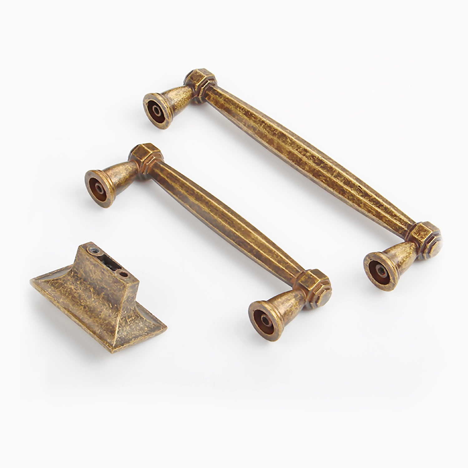 Vintage Gold Kitchen Cabinet Hardware Set: Cup Pulls, Handles & Knobs