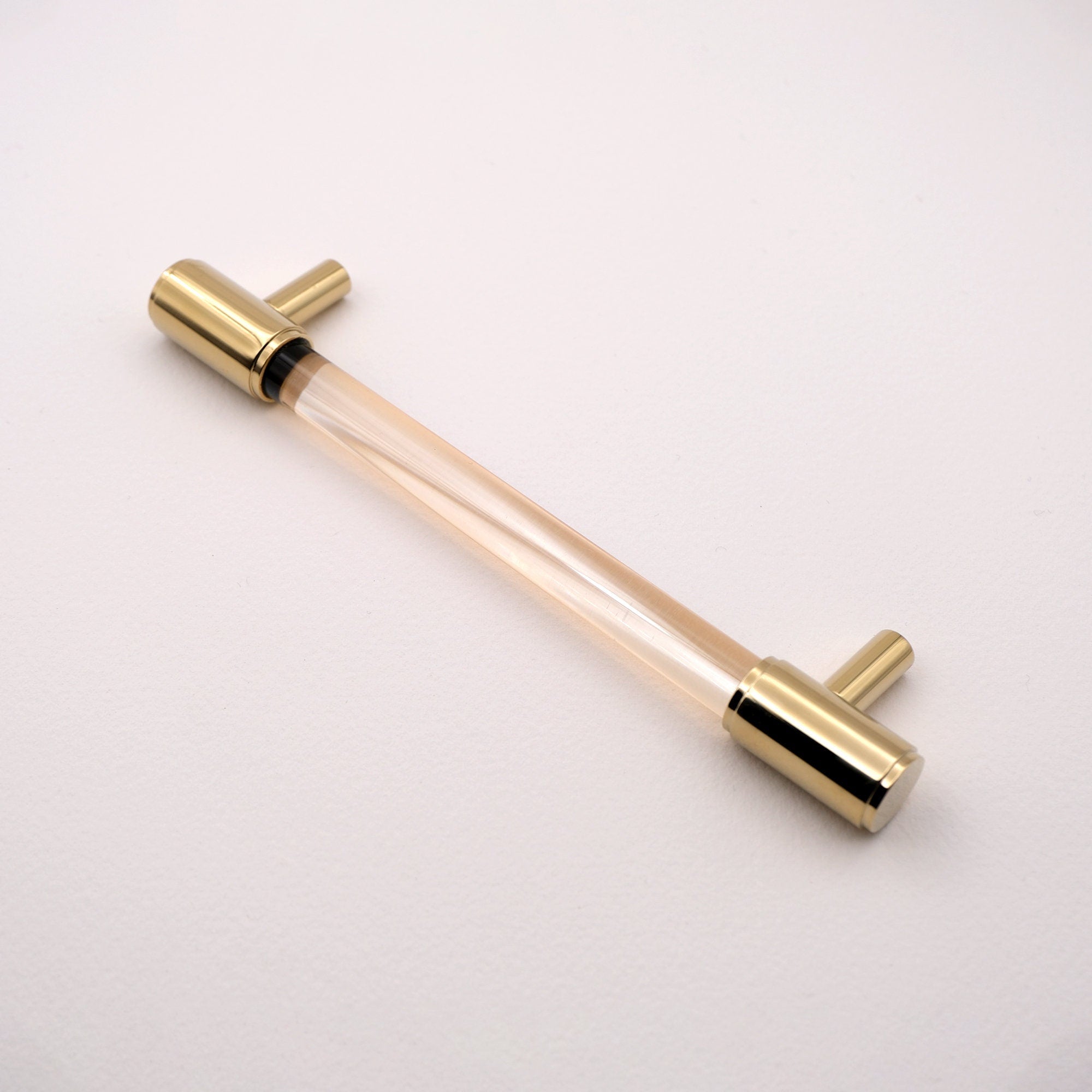 Lucite Cabinet Pulls: 5" Modern Drawer Handles, Gold & Chrome