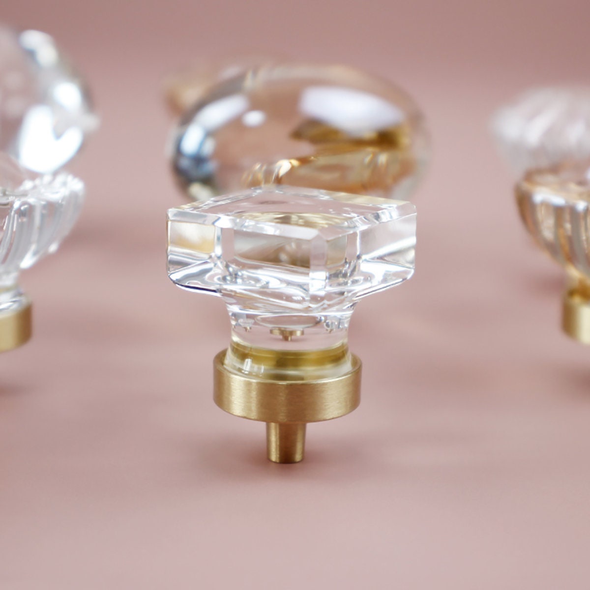 Crystal Cabinet Knobs Clear And Champagne | Glass Dresser Knobs | Champagne Crystal Knobs | Transparent Knobs | Versatile Decorative Knobs