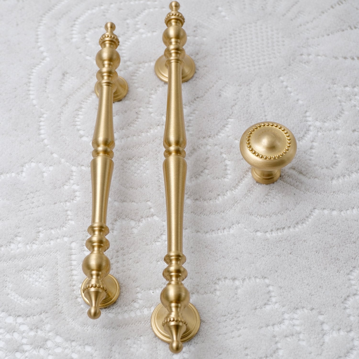 Solid Brass Cabinet Handles, Antique Gold Kitchen Drawer Pulls
