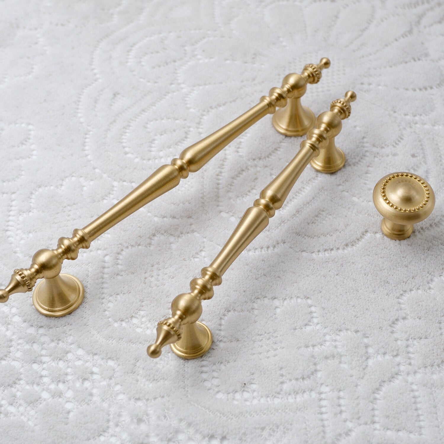 Solid Brass Cabinet Handles, Antique Gold Kitchen Drawer Pulls