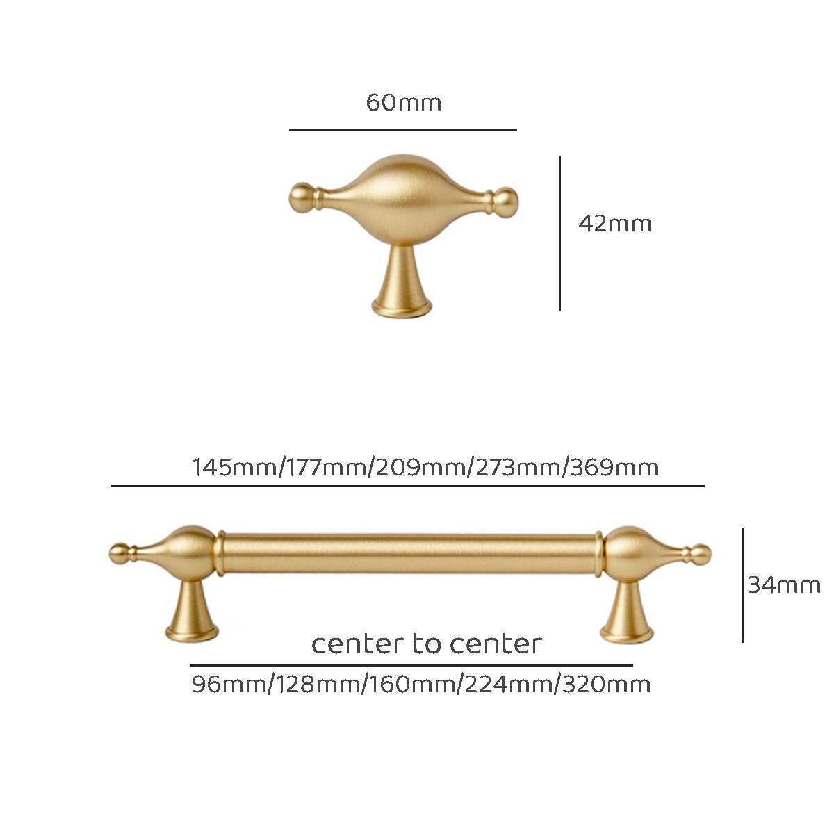 Solid Brass Cabinet Pulls and Knobs | Brushed Gold Kitchen Hardware