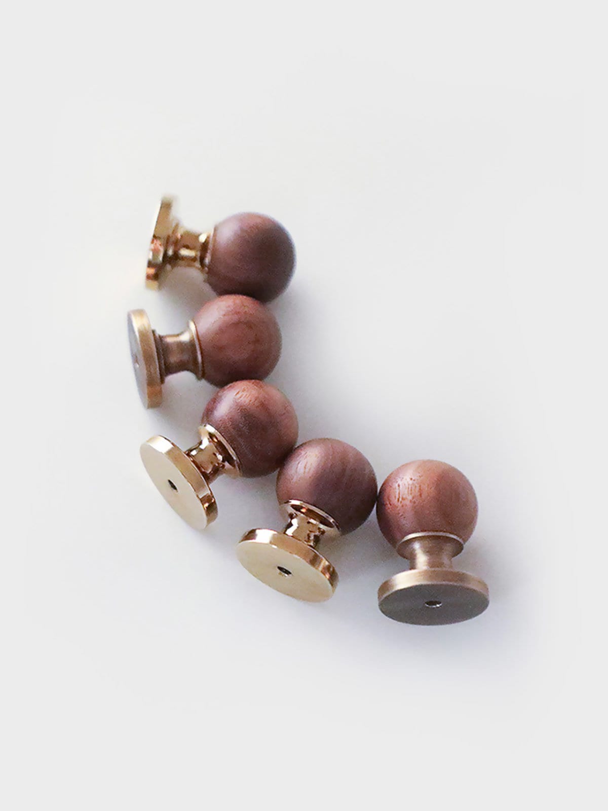 Walnut Dresser Knobs: Antique Brass Base, Boho Cabinet Hardware