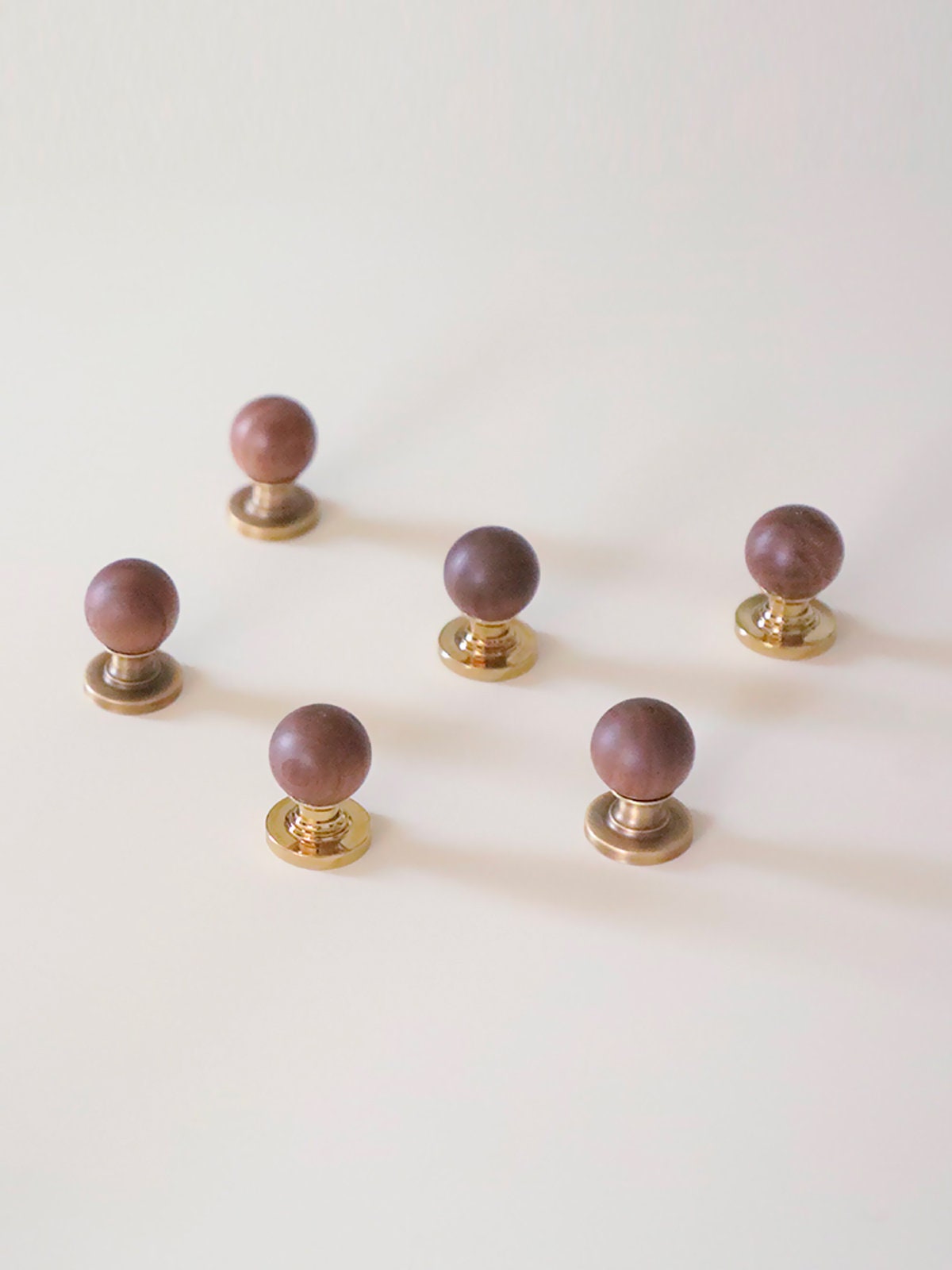 Walnut Dresser Knobs: Antique Brass Base, Boho Cabinet Hardware