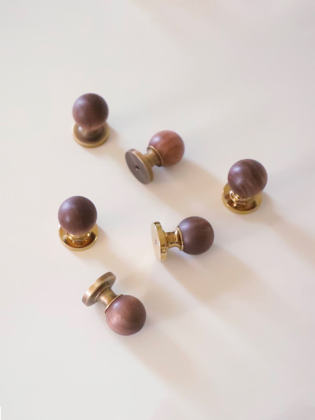 Walnut Dresser Knobs: Antique Brass Base, Boho Cabinet Hardware