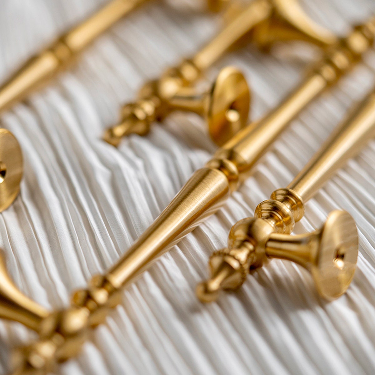 Ornate Brushed Brass Cabinet Pulls: Solid Brass Kitchen Hardware