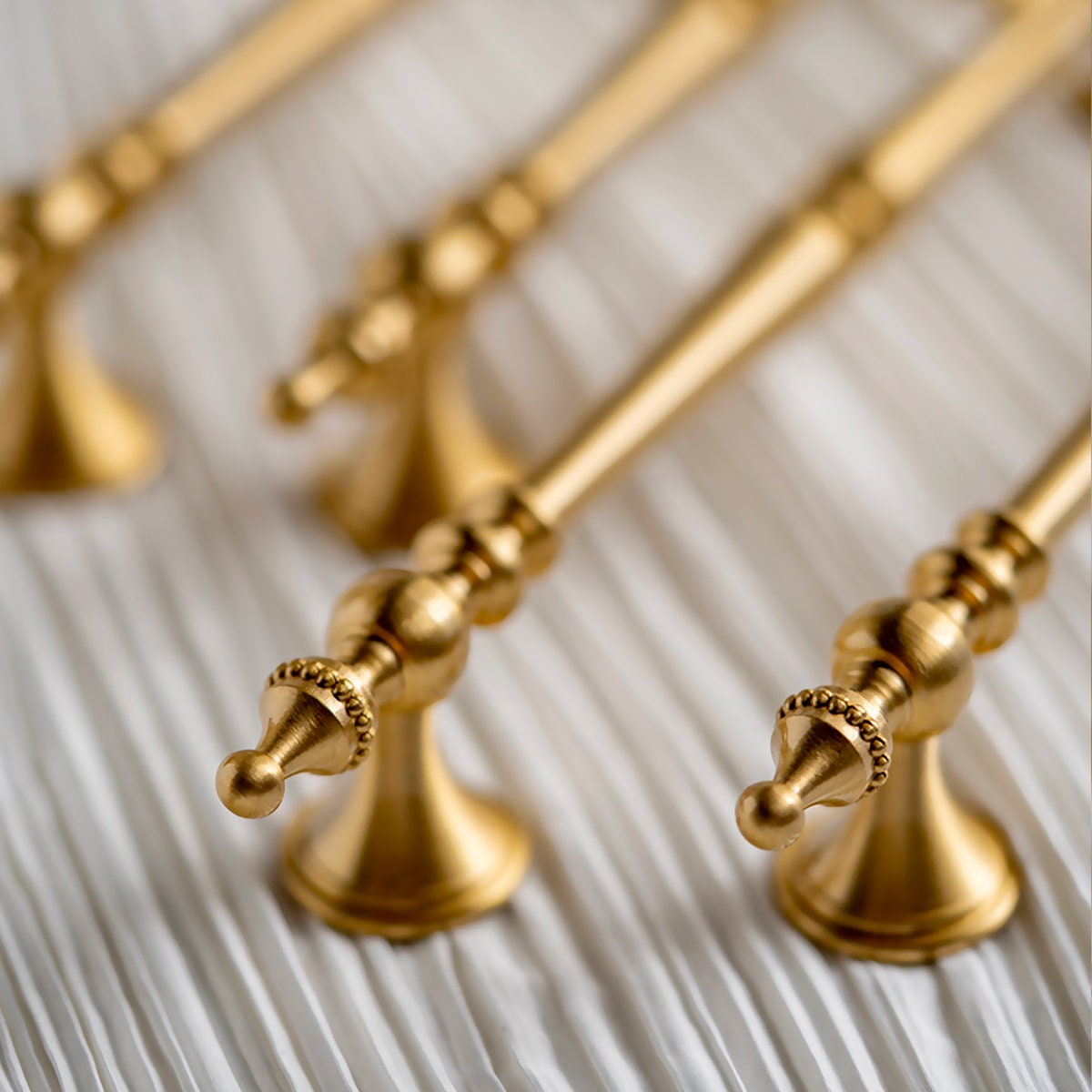 Ornate Brushed Brass Cabinet Pulls: Solid Brass Kitchen Hardware