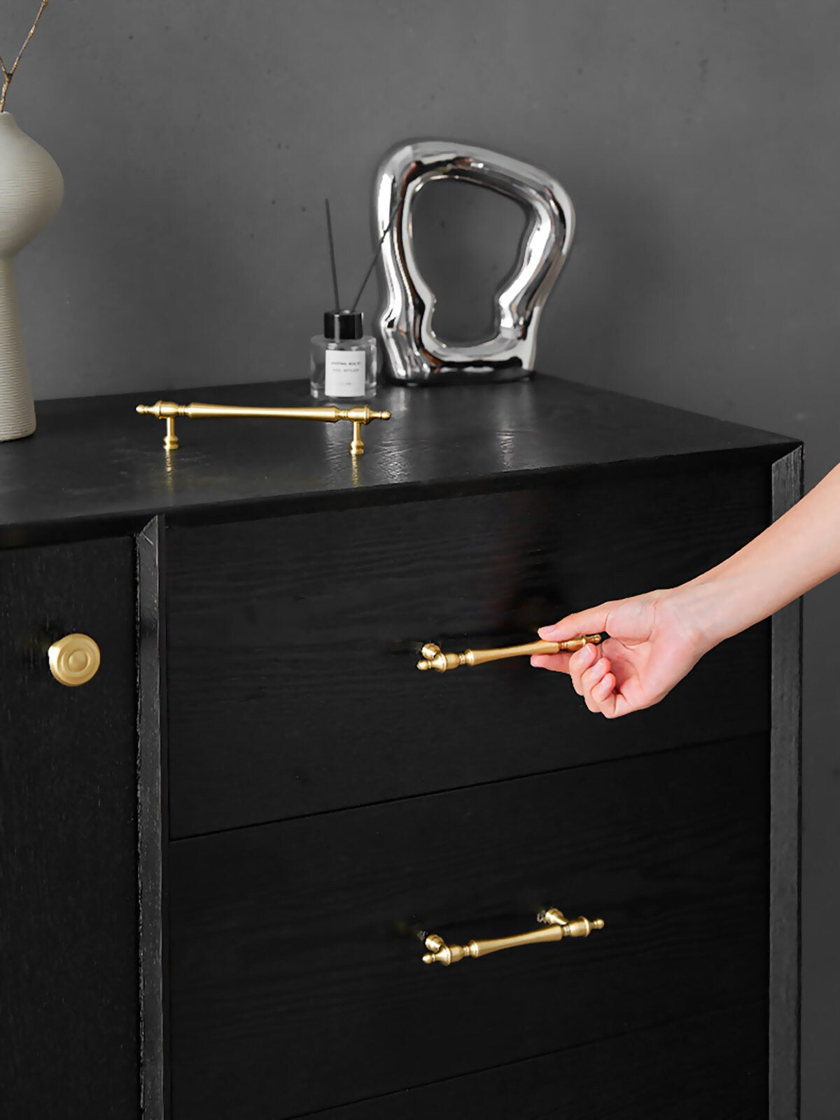Brushed Brass Cabinet Pulls: Modern French Solid Brass Drawer Handles