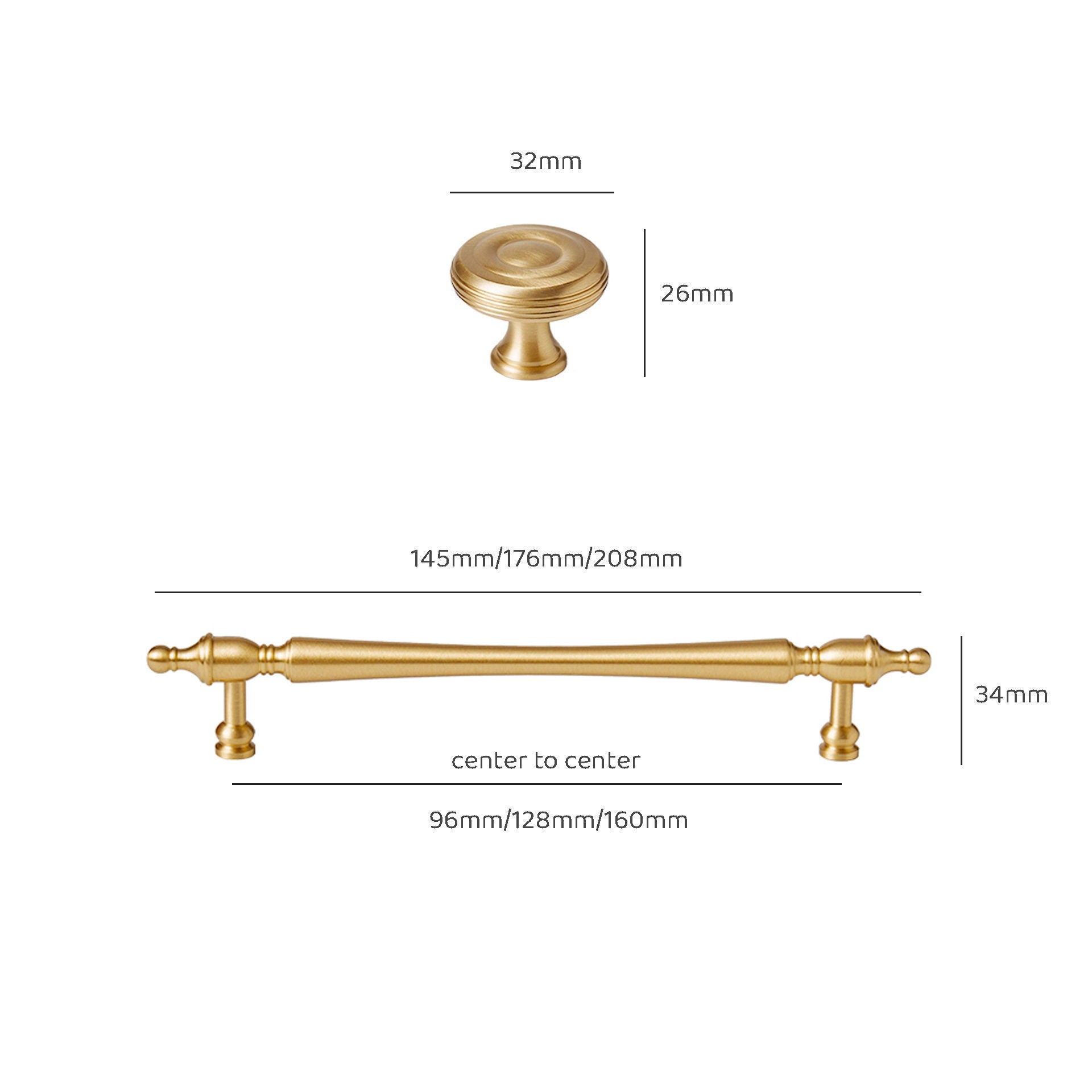 Brushed Brass Cabinet Pulls: Modern French Solid Brass Drawer Handles