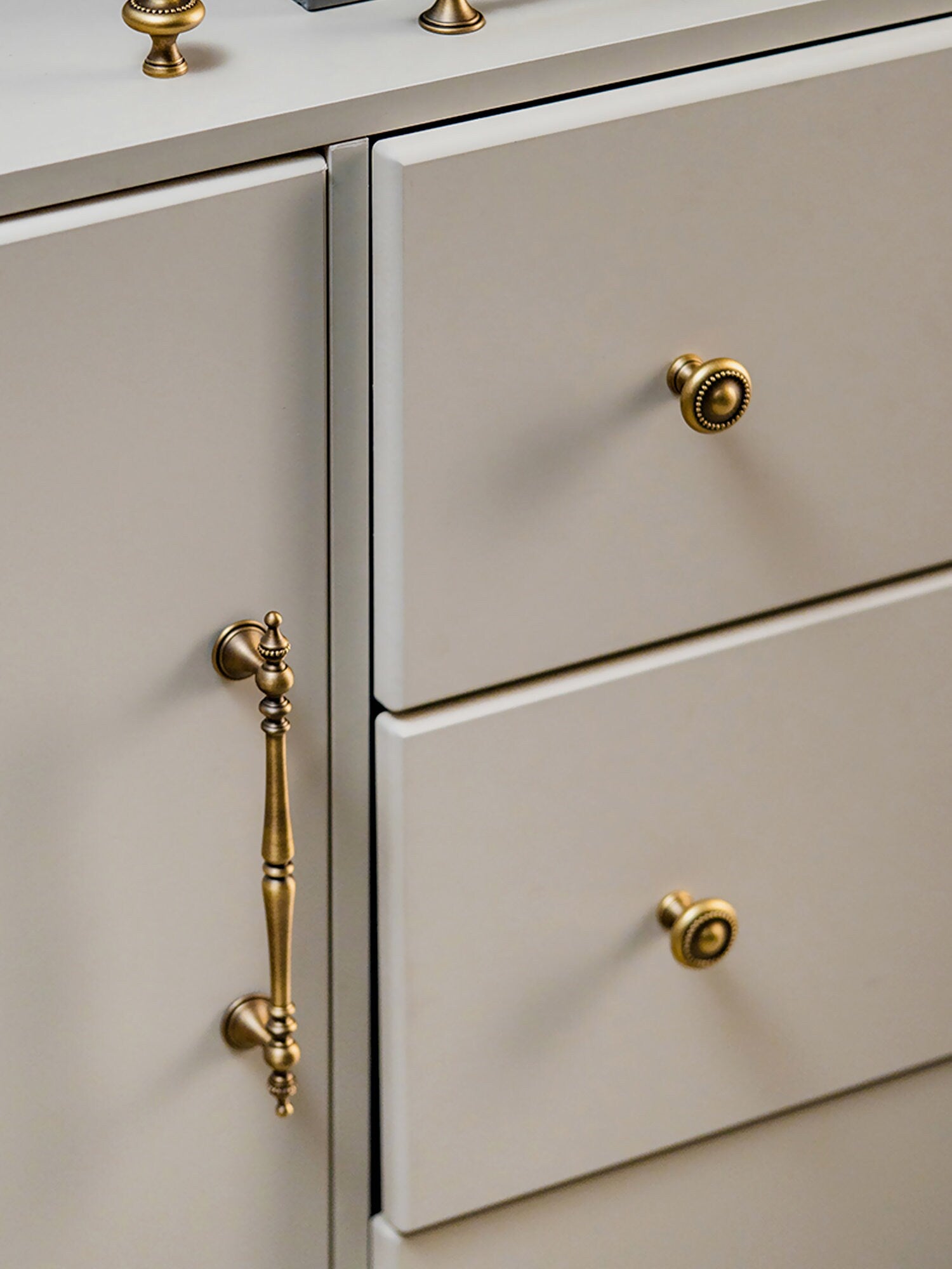 Solid Brass Cabinet Handles, Antique Gold Kitchen Drawer Pulls