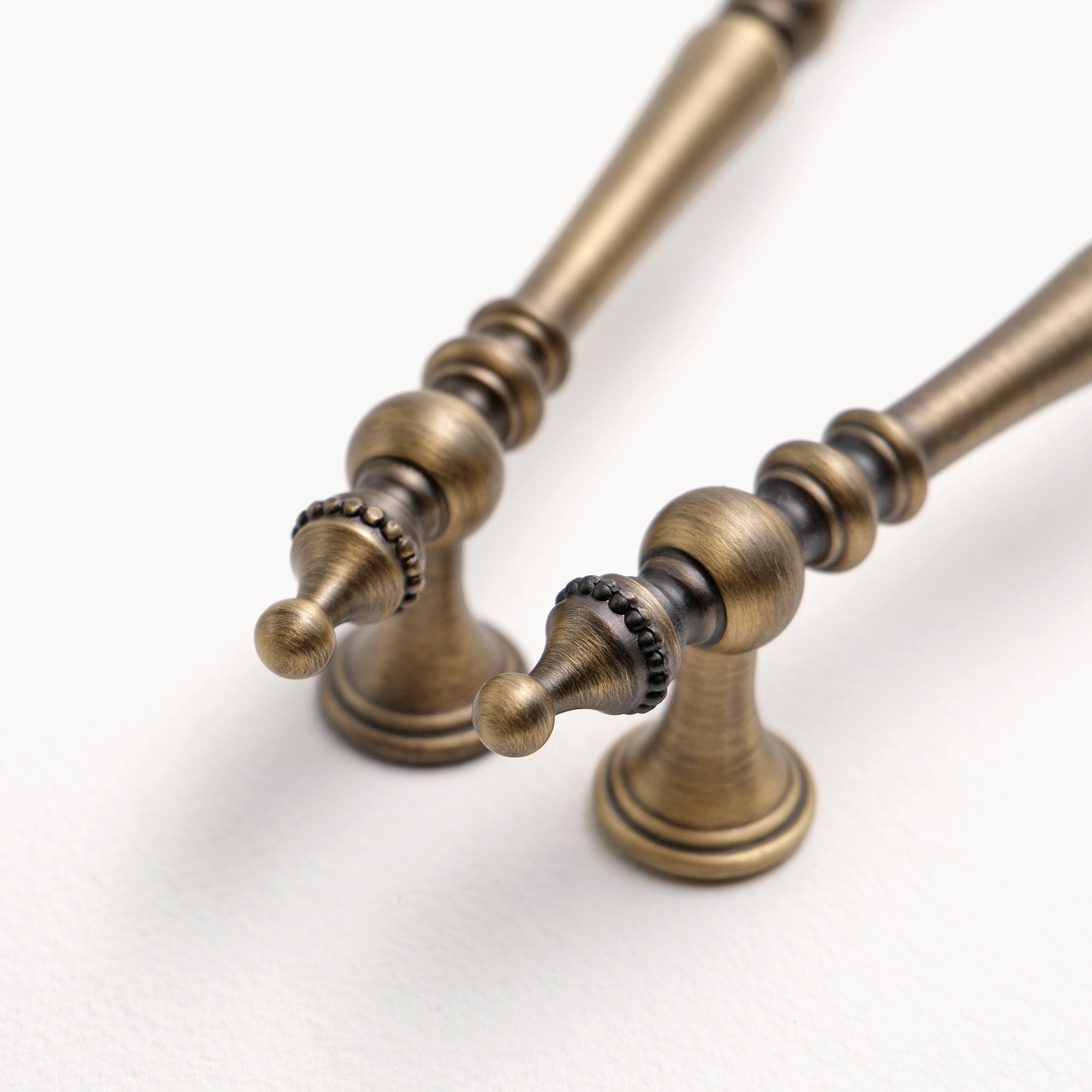 Solid Brass Cabinet Handles, Antique Gold Kitchen Drawer Pulls