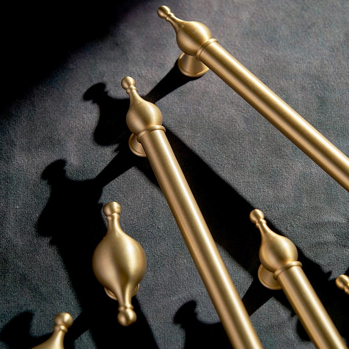 Solid Brass Cabinet Pulls and Knobs | Brushed Gold Kitchen Hardware