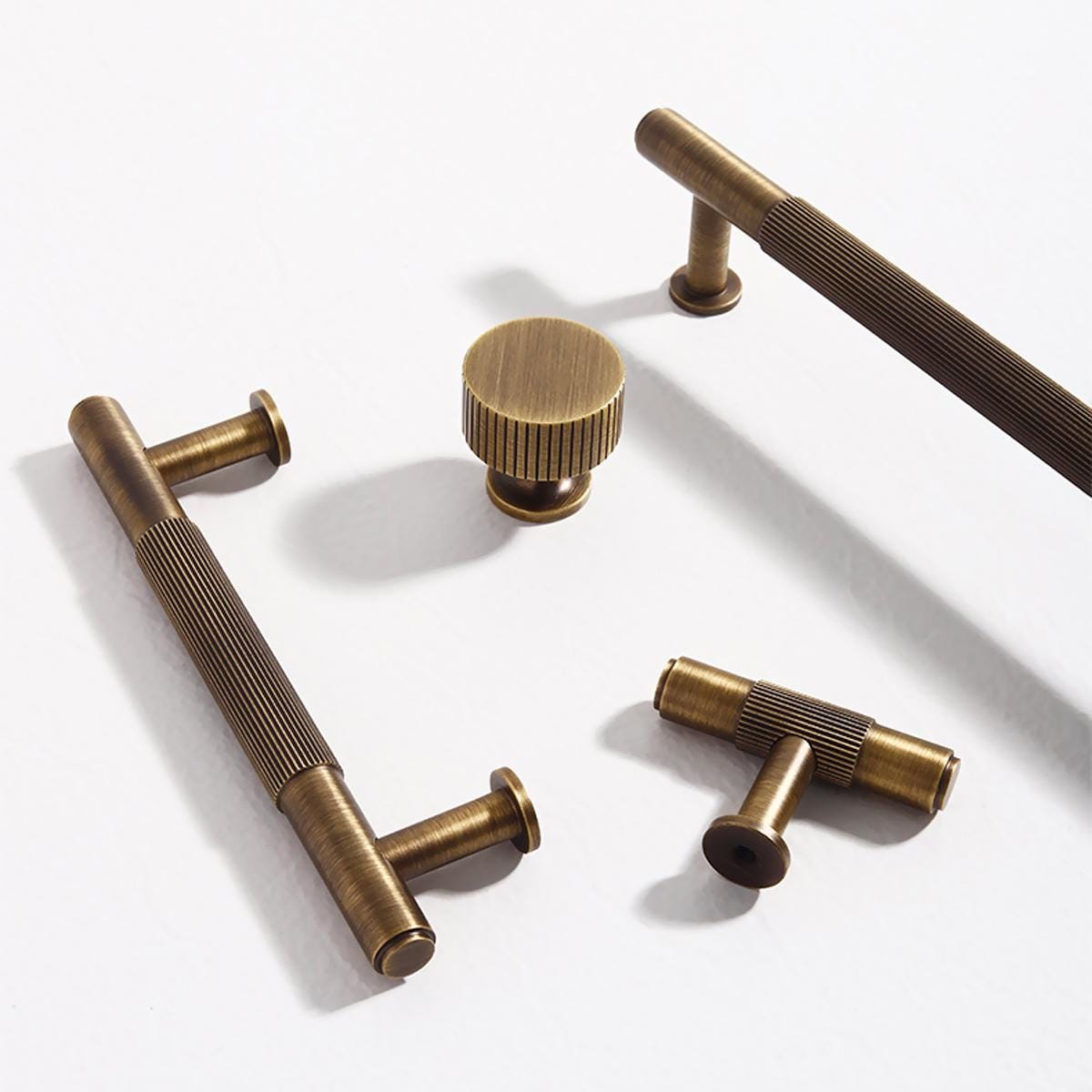 Aged Brass Knurled Cabinet Pulls: Antique Gold Kitchen Hardware