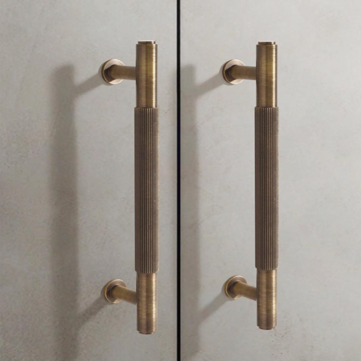Aged Brass Knurled Cabinet Pulls: Antique Gold Kitchen Hardware