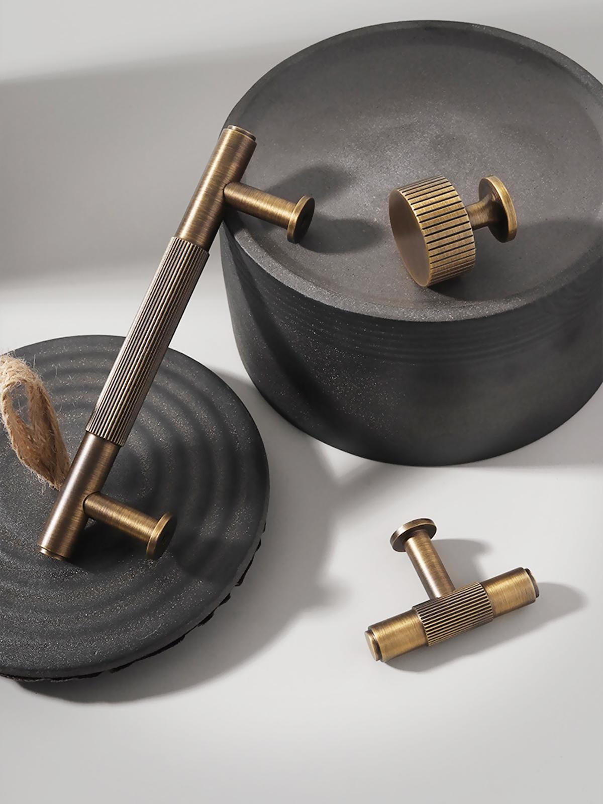 Aged Brass Knurled Cabinet Pulls: Antique Gold Kitchen Hardware