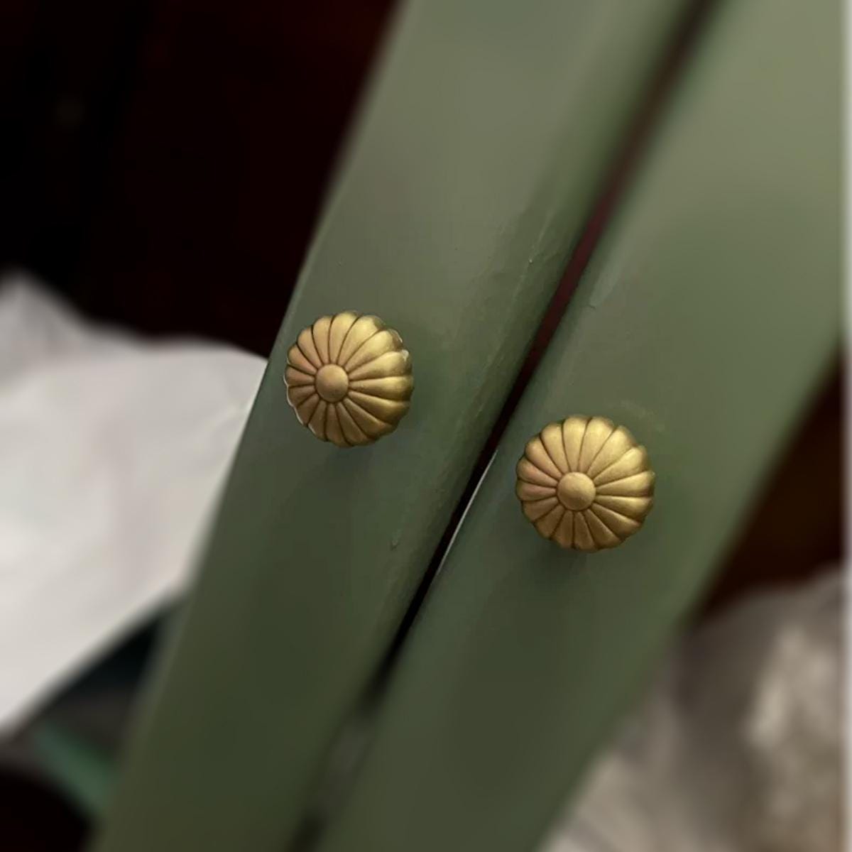 Antique Brass Pumpkin Knobs and Cup Pulls | Vintage Cabinet Hardware