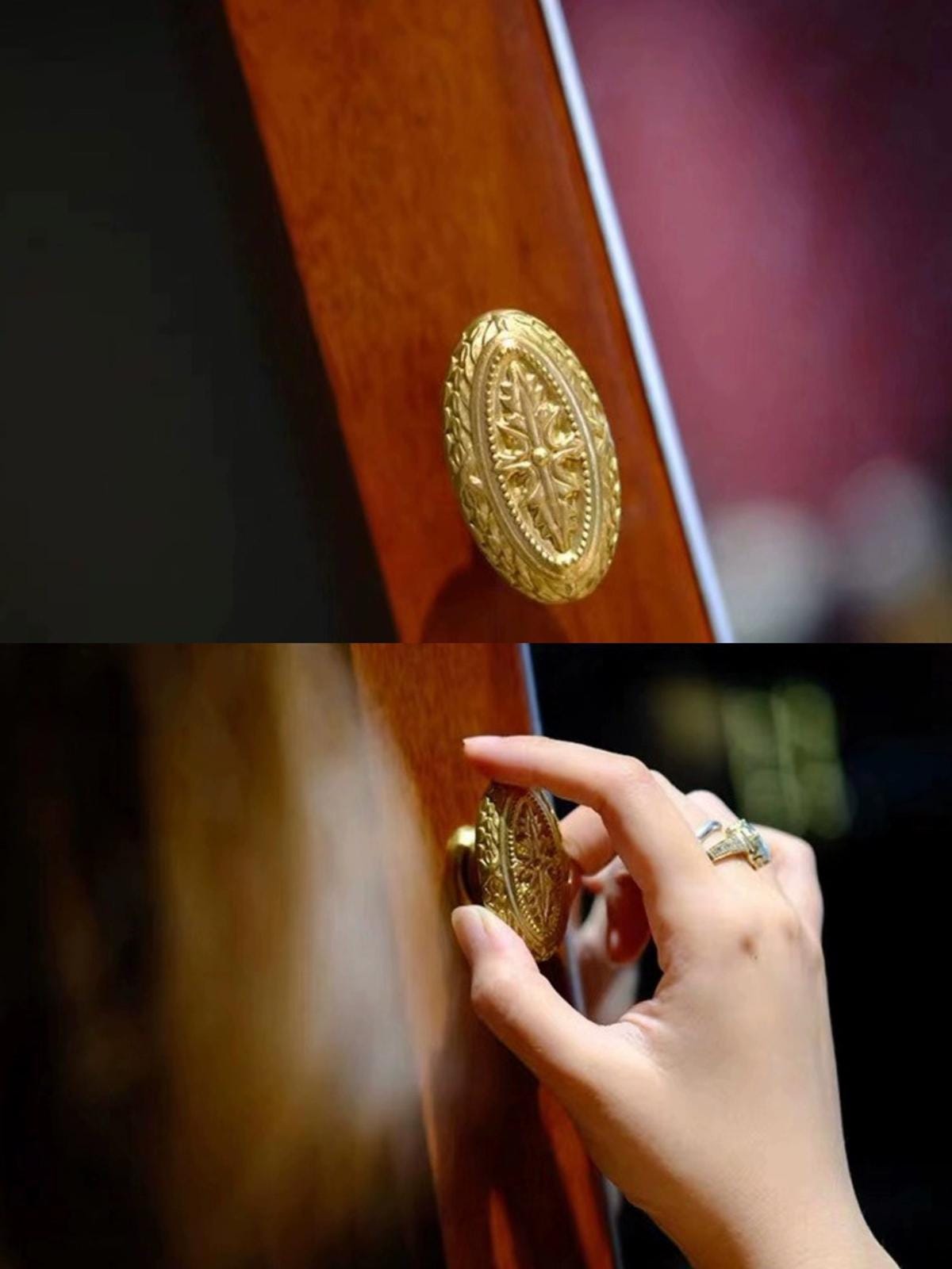 Victorian Brass Knobs, Oval Gold Dresser Drawer Hardware