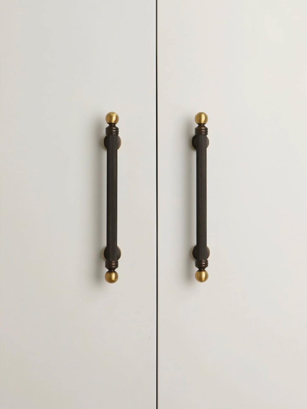 Antique Brass Knurled Handle Pulls | Vintage Gold Cabinet Hardware