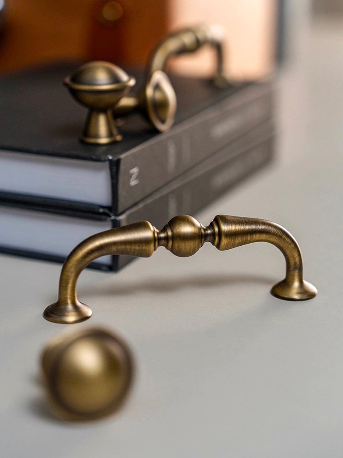 Curved Antique Brass Cabinet Pulls | Vintage Gold Kitchen Hardware