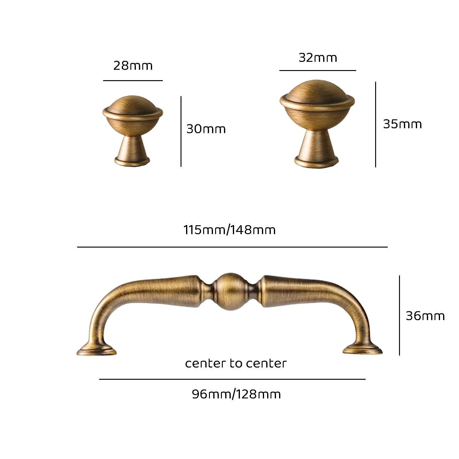Curved Antique Brass Cabinet Pulls | Vintage Gold Kitchen Hardware
