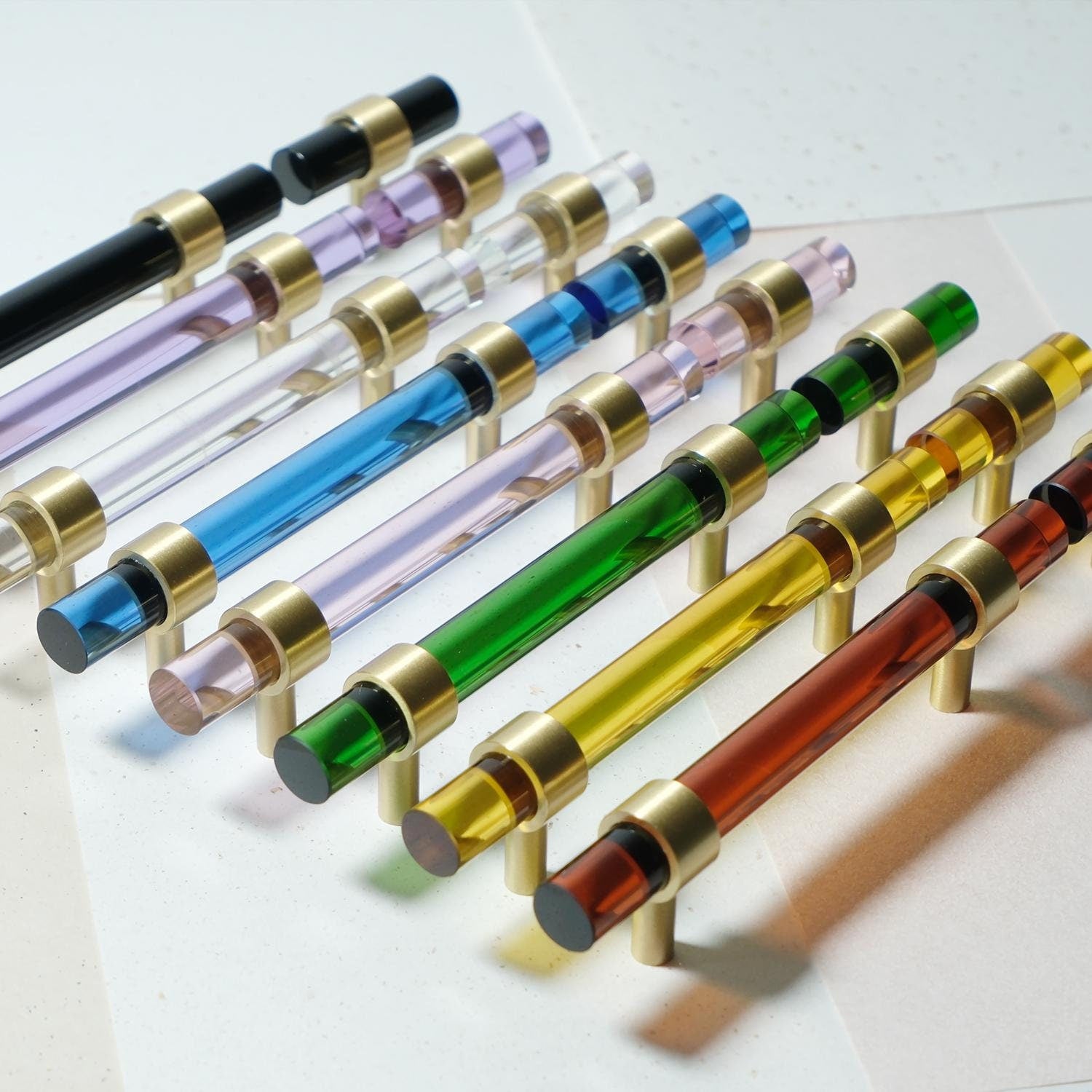 Funky Glass Cabinet Handles: Multi-color Glass Drawer Pulls Minimalist
