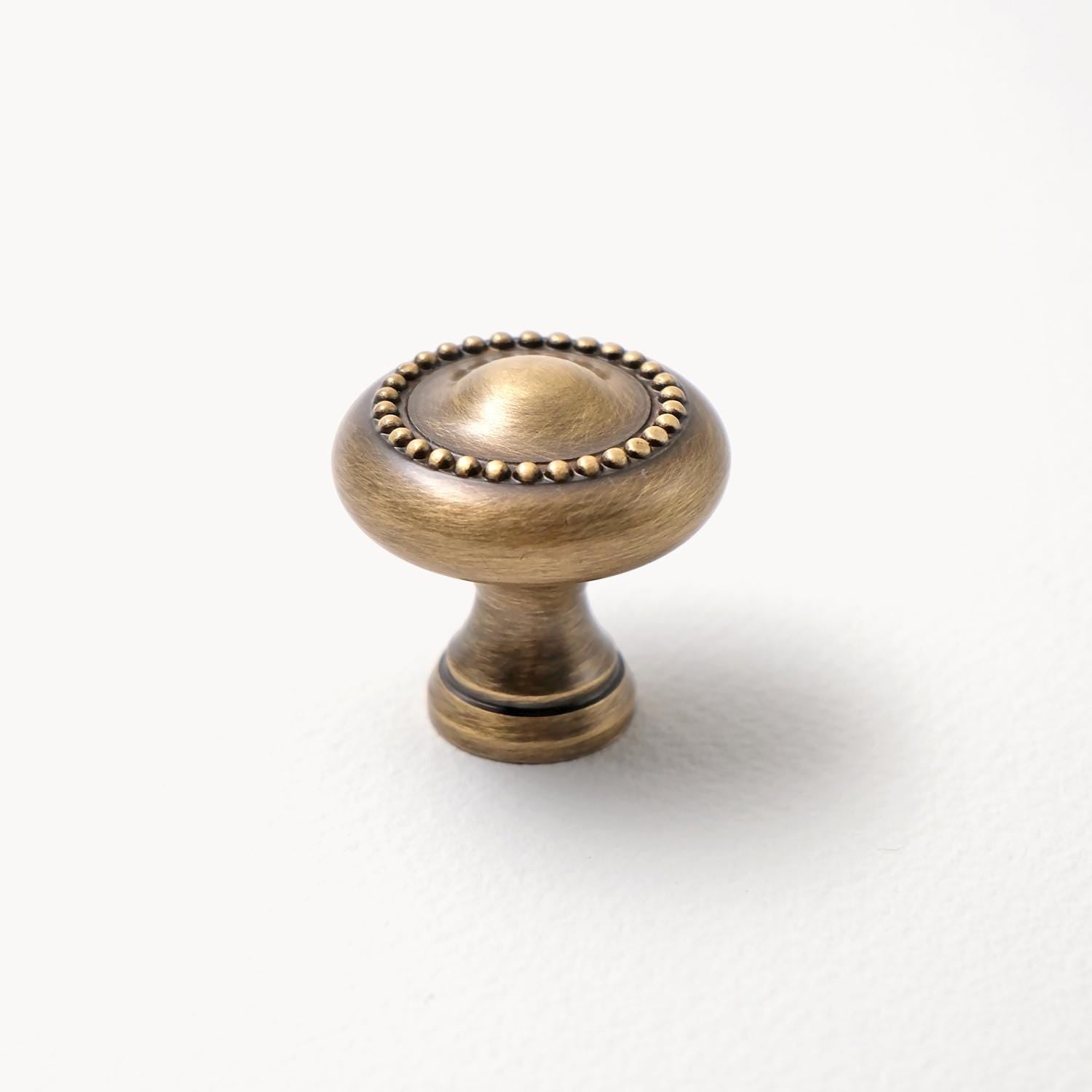 Curved Antique Brass Cabinet Pulls, Beaded Drawer Handle, Kitchen Hardware
