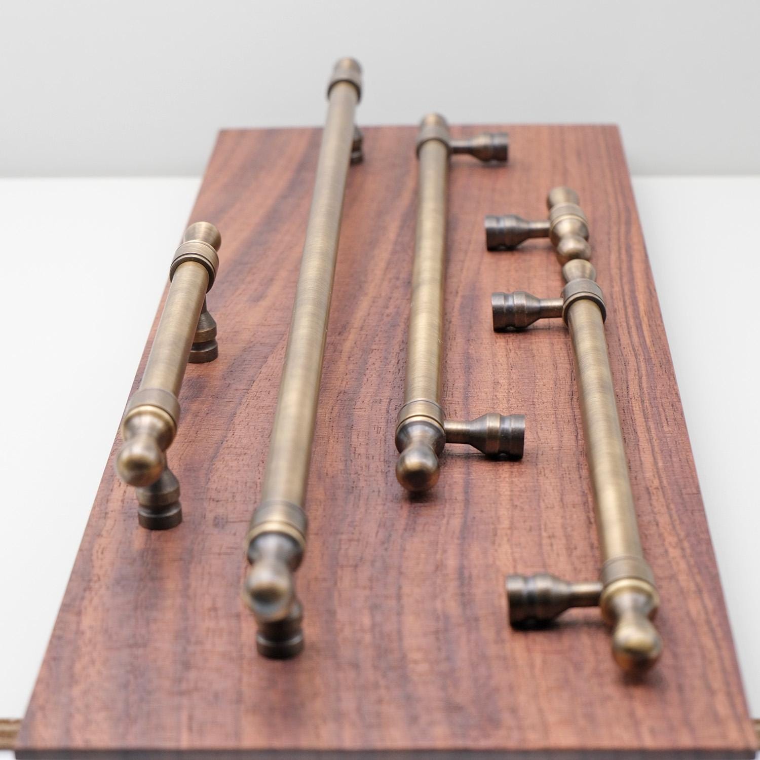 Solid Brass Antique Cabinet Hardware | Gold T-Knobs and Drawer Pulls