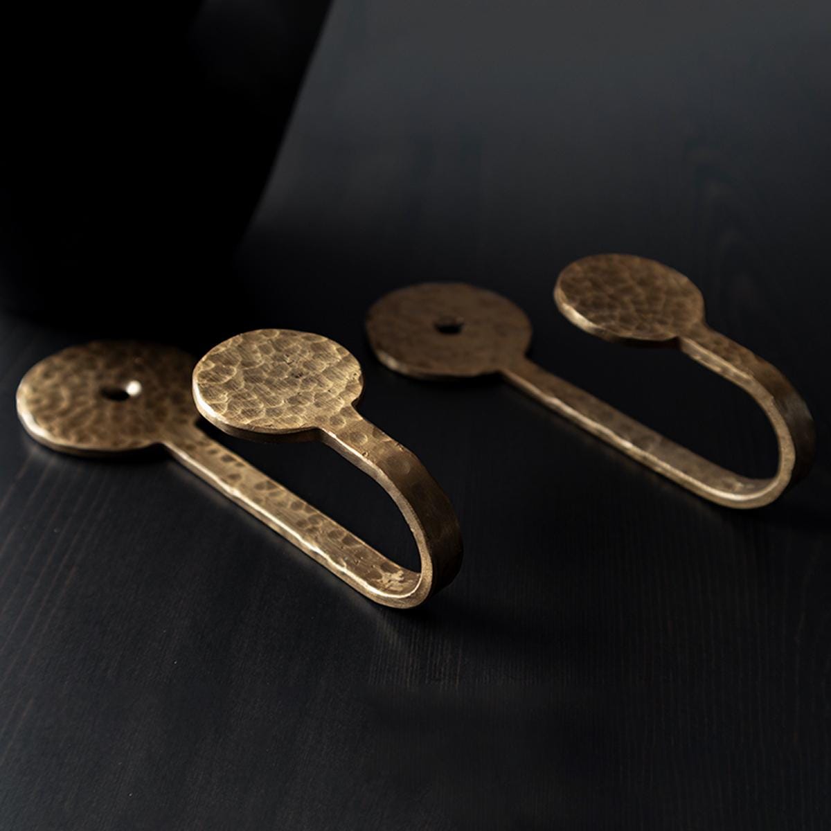 Antique Brass Hooks | Retro Brass Wall Hooks | Hammered Brass Hanging Hooks for Hallway, Living Room, Bedroom, Kitchen, Bathroom