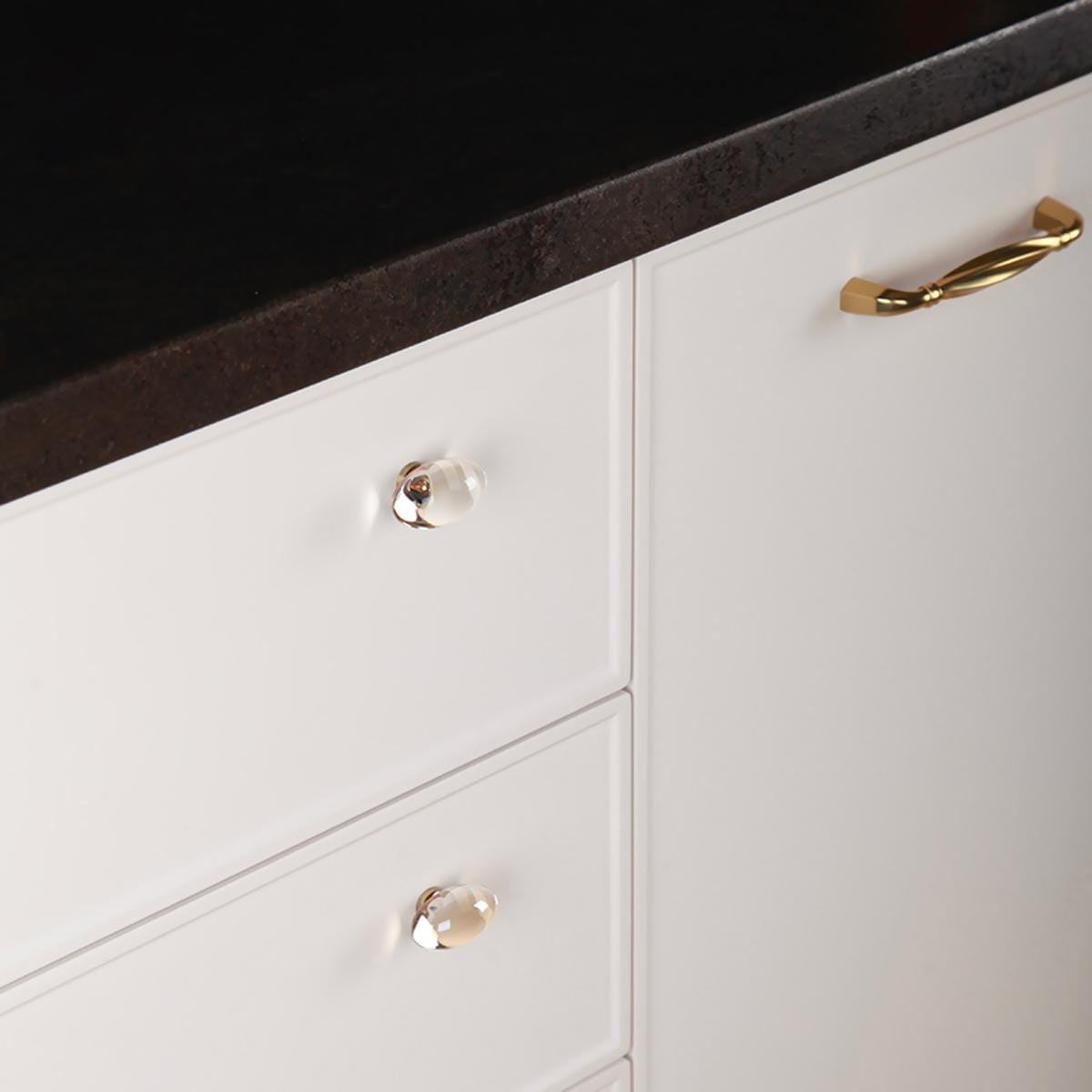 Forged Brass Cabinet Pulls: Curved Gold Dresser Drawer Handles