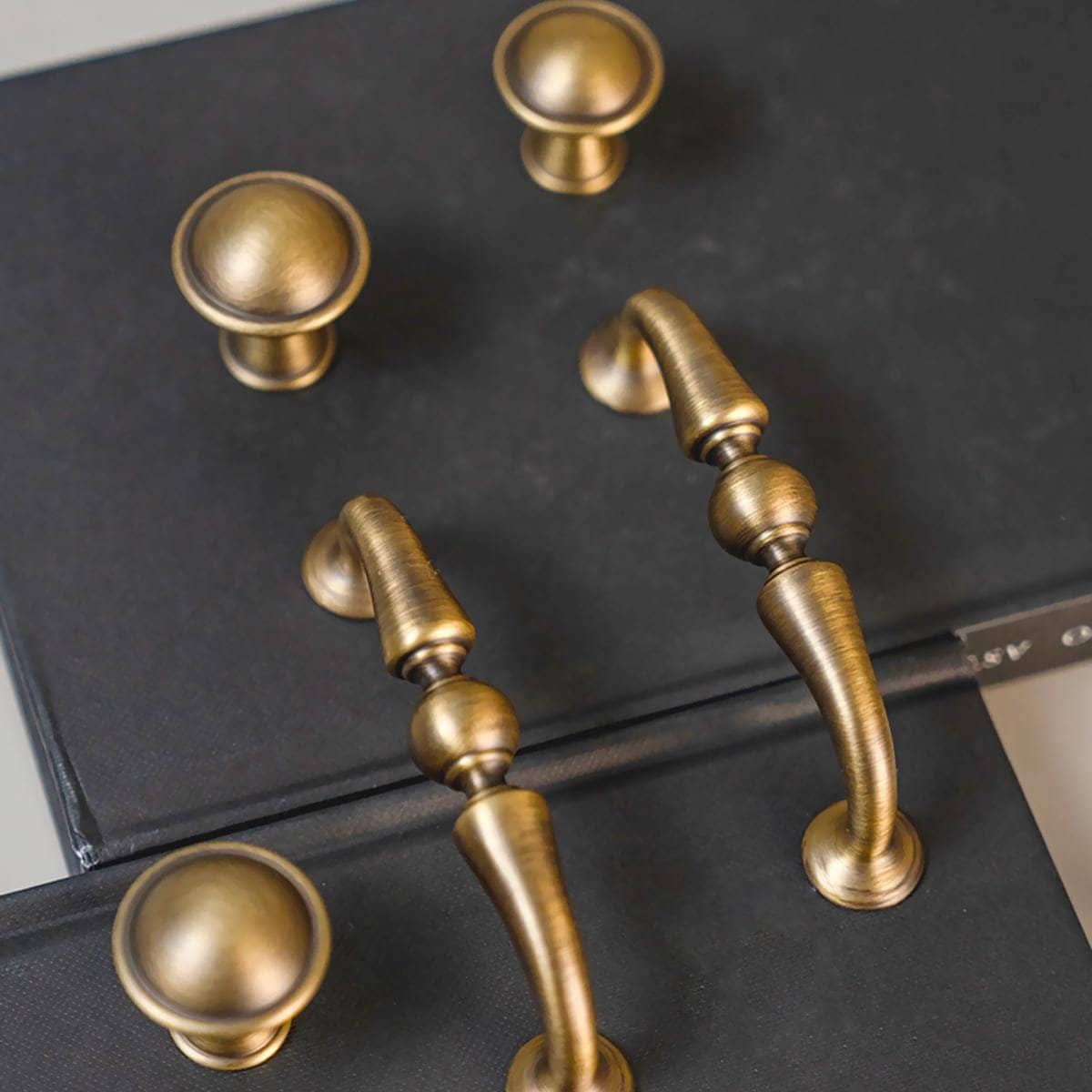 Curved Antique Brass Cabinet Pulls | Vintage Gold Kitchen Hardware