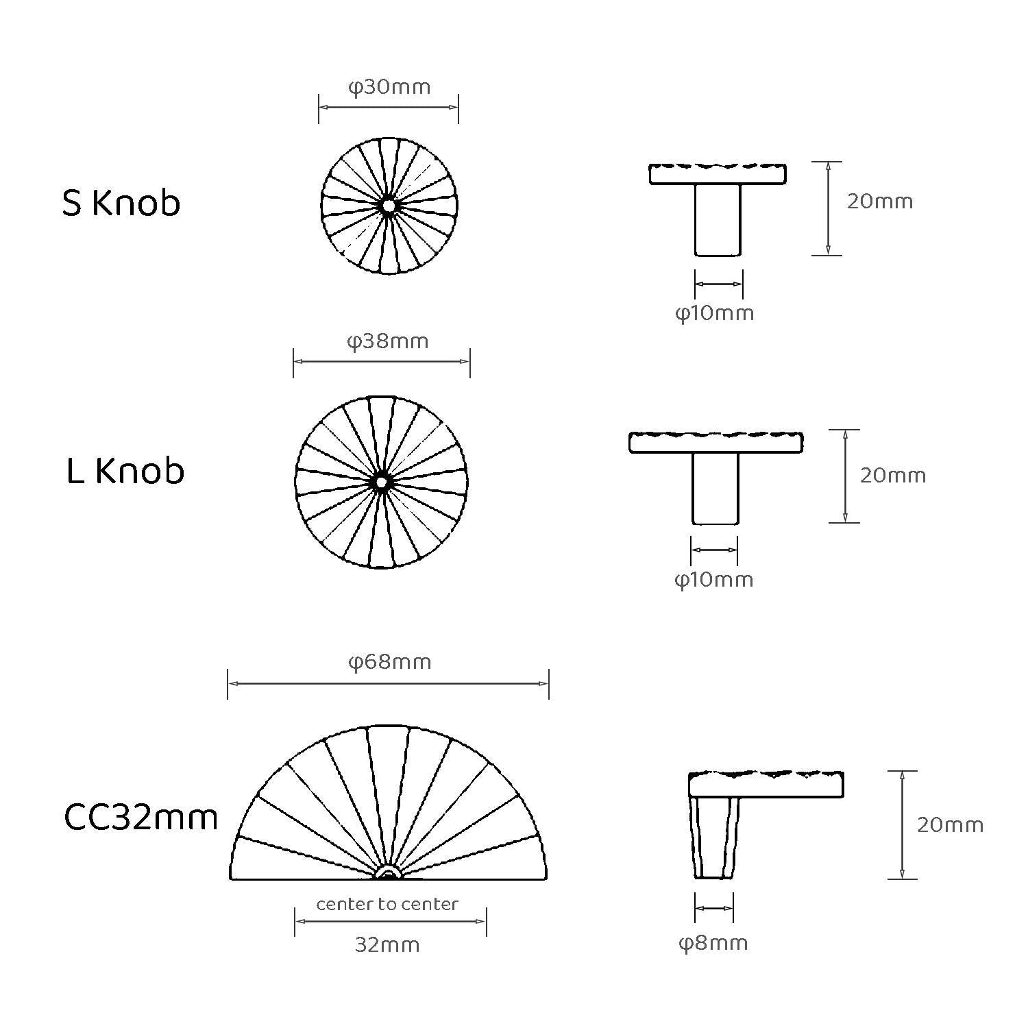 Textured Brass Fan Knob: Modern Cabinet Hardware