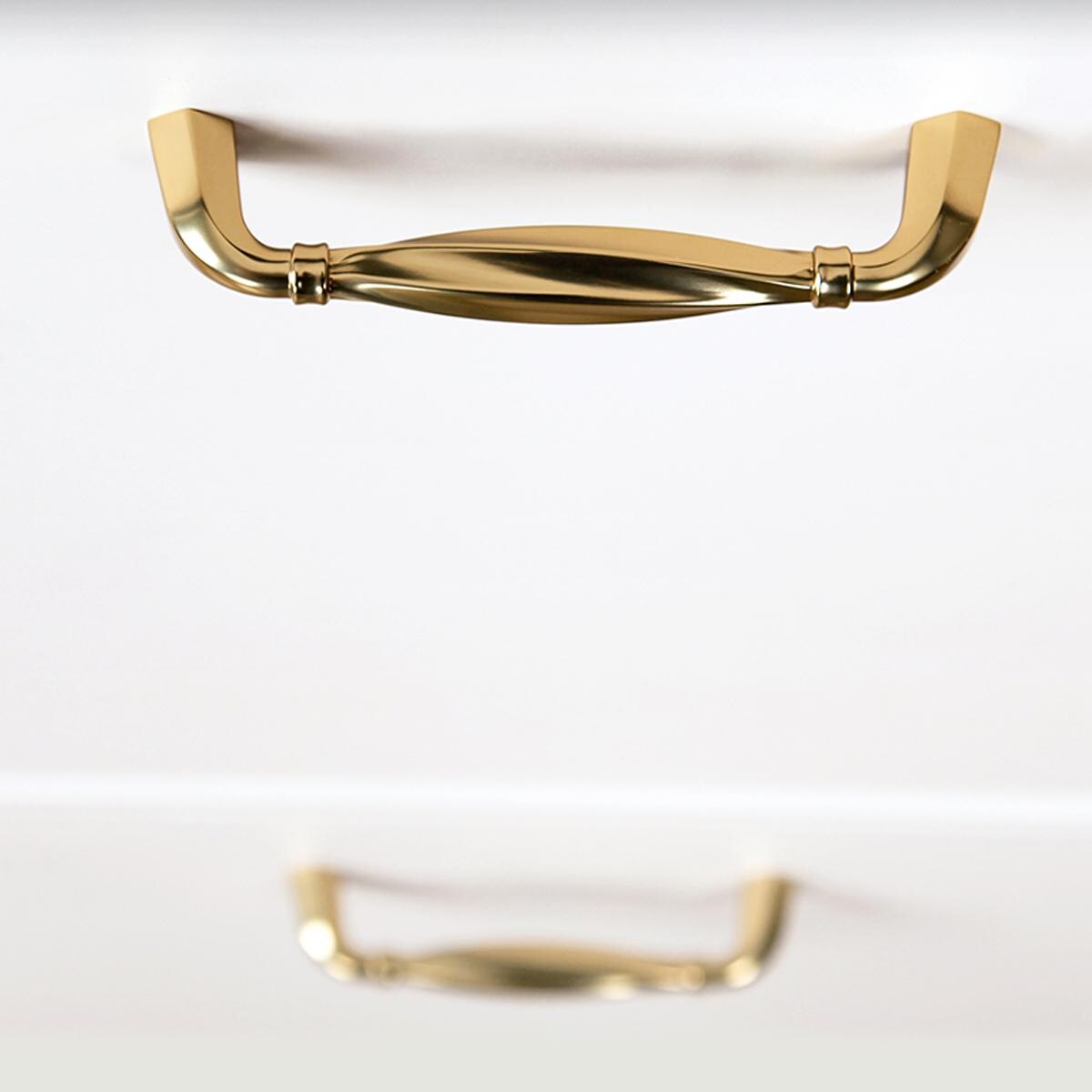 Forged Brass Cabinet Pulls: Curved Gold Dresser Drawer Handles