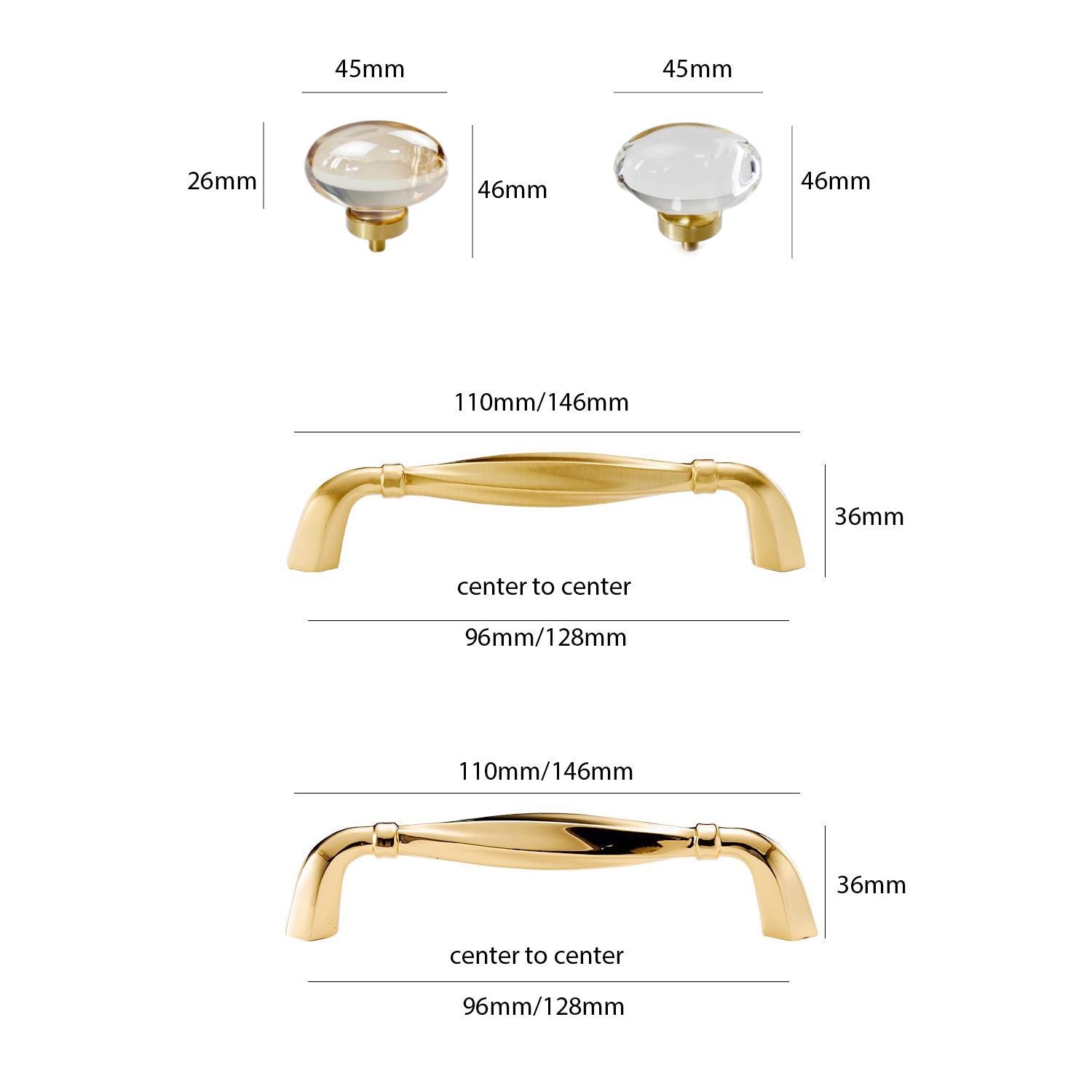 Forged Brass Cabinet Pulls: Curved Gold Dresser Drawer Handles