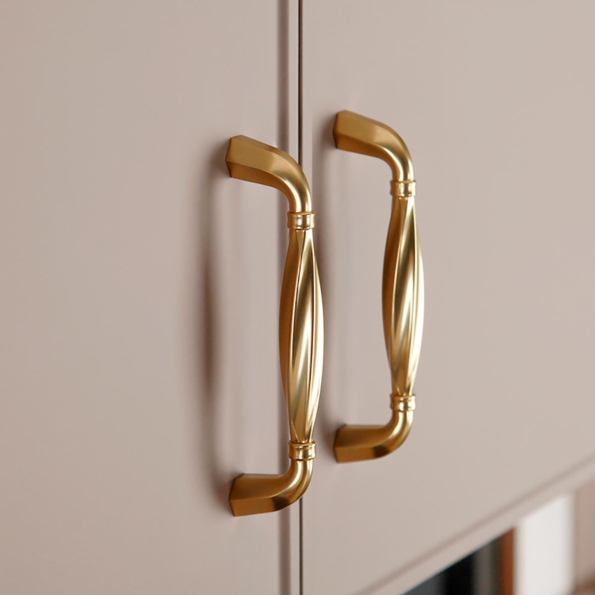 Forged Brass Cabinet Pulls: Curved Gold Dresser Drawer Handles