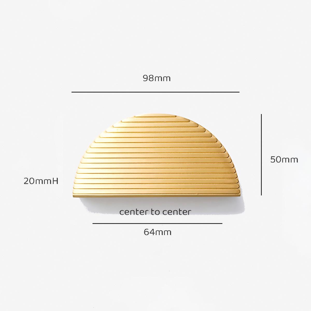 Linear Fluted Brass Half Moon Cabinet Pull