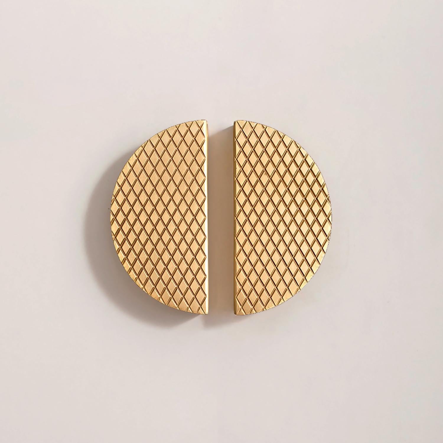 Linear Fluted Brass Half Moon Cabinet Pull